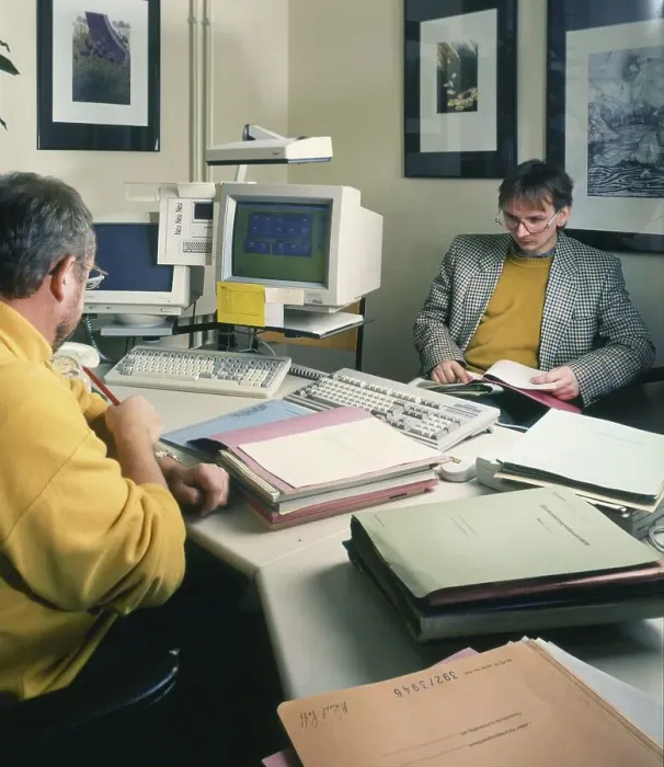 Framed Print : The work of the employees in the tax office