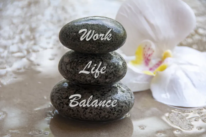 Framed Print : Work life balance text engraved on stones