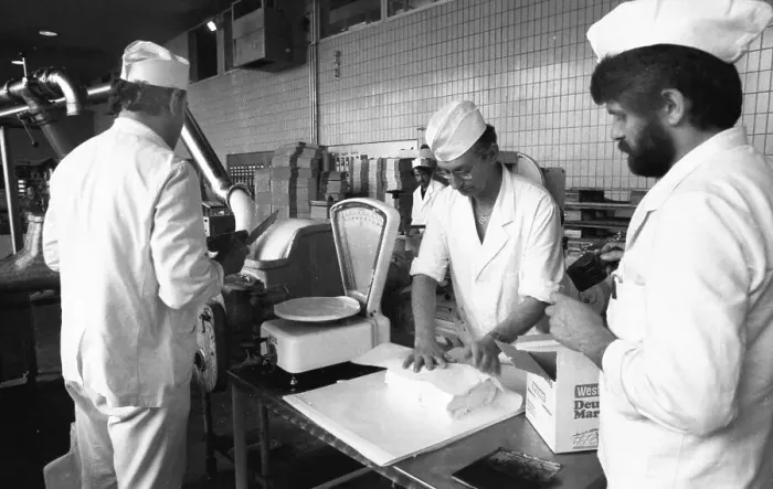 Framed Print : The work of the Westmilch dairy in the production of butter on 28 Framed Print : The work of the Westmilch dairy in the production of butter on 28