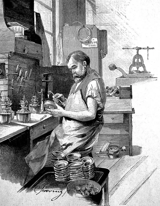 Framed Print : Worker in the lamp industry in Berlin