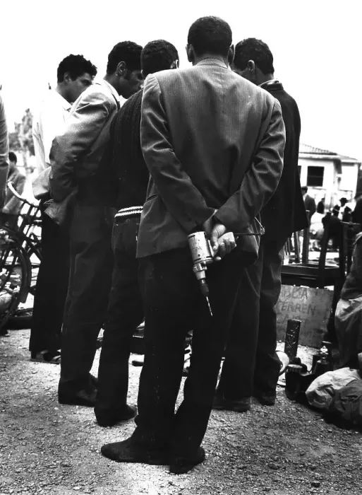Framed Print : Workers discuss a problem, between 50s and 60s