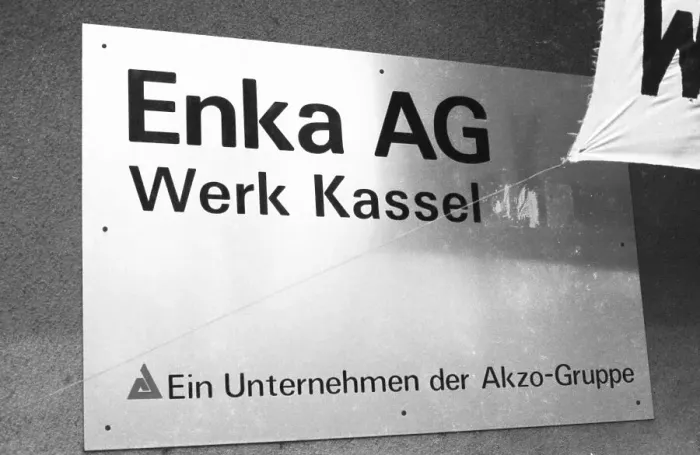 Framed Print : Workers and their works council reacted to the management's intention to stop work at Enka AG in Kassel in 1982 Framed Print : Workers and their works council reacted to the management's intention to stop work at Enka AG in Kassel in 1982