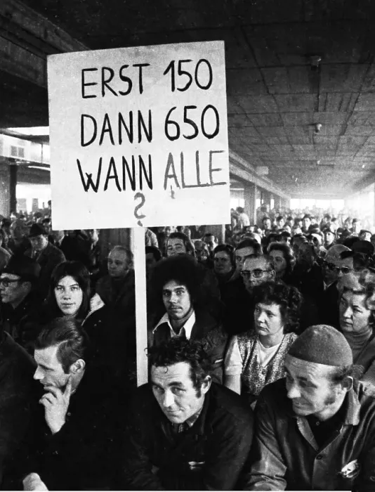 Framed Print : At the works meeting of the Deutsche Edelstahlwerke (DEW) in Bochum on 6 December 1973