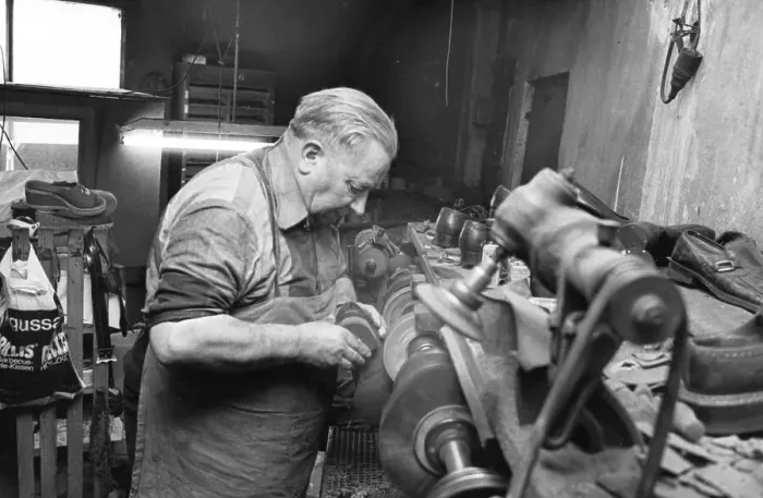 Framed Print : In the workshop of a Schumacher as a sole trader on 12 Framed Print : In the workshop of a Schumacher as a sole trader on 12