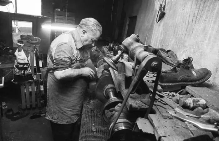 Framed Print : In the workshop of a Schumacher as a sole trader on 12 Framed Print : In the workshop of a Schumacher as a sole trader on 12