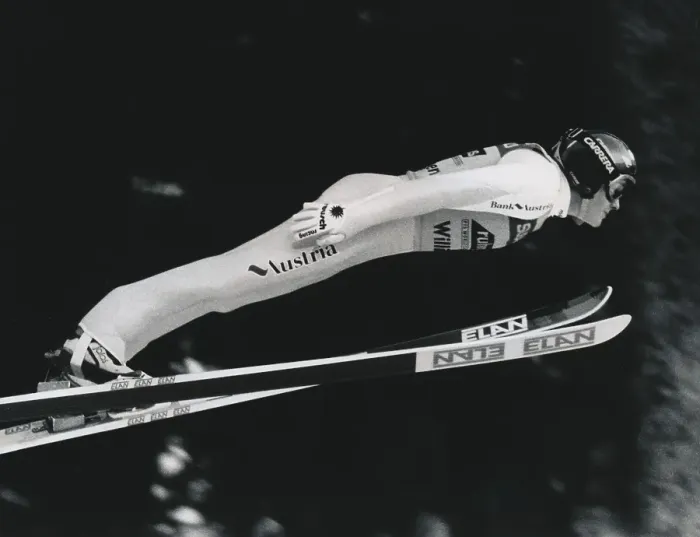 Framed Print : World Cup, ski jumping, Andreas Goldberger from Austria at a ski jumping competition in 1995, Germany, Europe