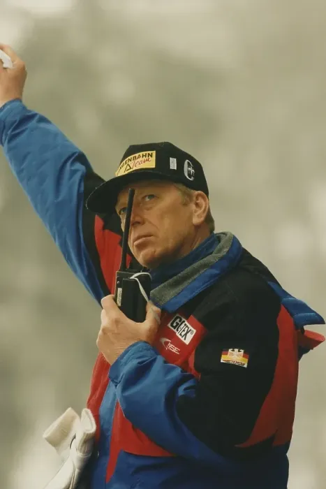 Framed Print : World Cup, ski jumping, national coach of the DSV Reinhard Hess 1997, Germany, Europe