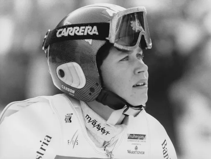 Framed Print : World Cup, ski jumping, ski jumper Eva Ganster Austria, portrait, at a ski jumping competition in 1995, Germany, Europe Framed Print : World Cup, ski jumping, ski jumper Eva Ganster Austria, portrait, at a ski jumping competition in 1995, Germany, Europe