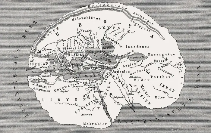 Framed Print : World map by Herodotus of Halicarnassus
