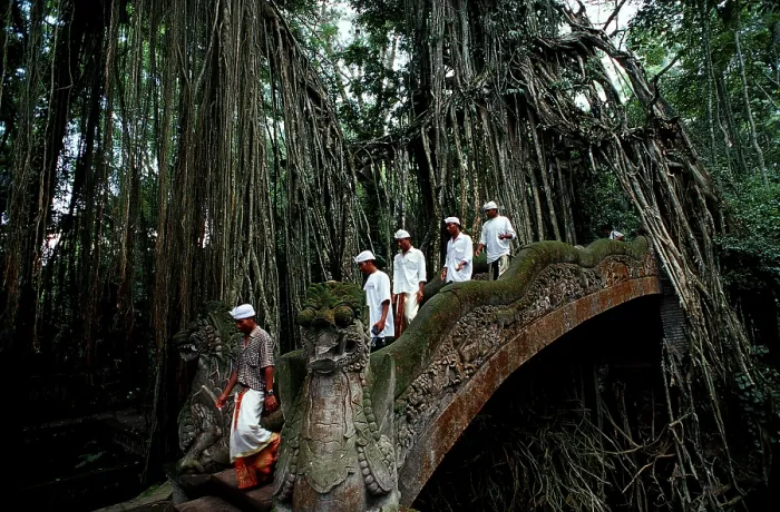 Framed Print : Worshippers in the Hindu temple Monkey Forest