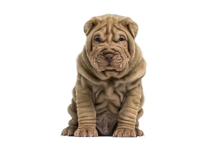 Framed Print : Wrinkled shar pei puppy sitting