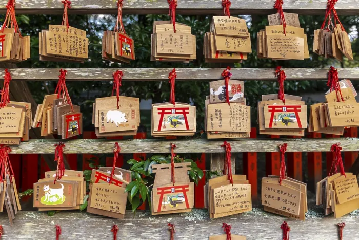 Framed Print : Written wishes to deities on small wooden boards