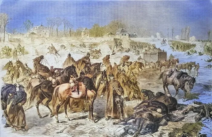 Framed Print : Wuerttemberg and Saxon troops in shell fire near Villiers Framed Print : Wuerttemberg and Saxon troops in shell fire near Villiers
