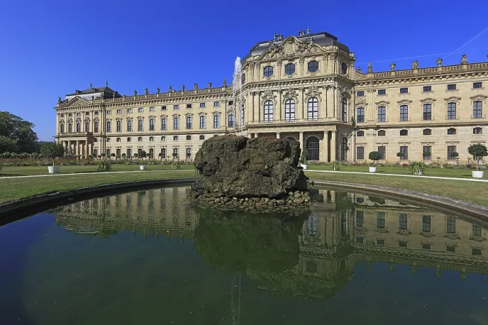 Framed Print : The Wuerzburg Residence and Court Garden with Garden Fountain
