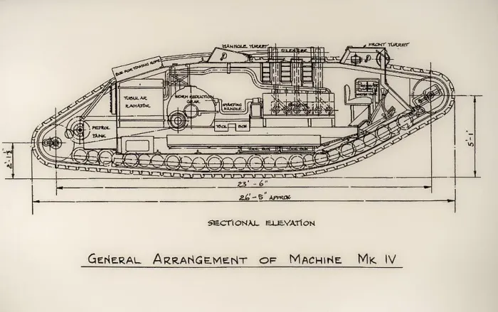 Framed Print : WWI technical engineering drawing
