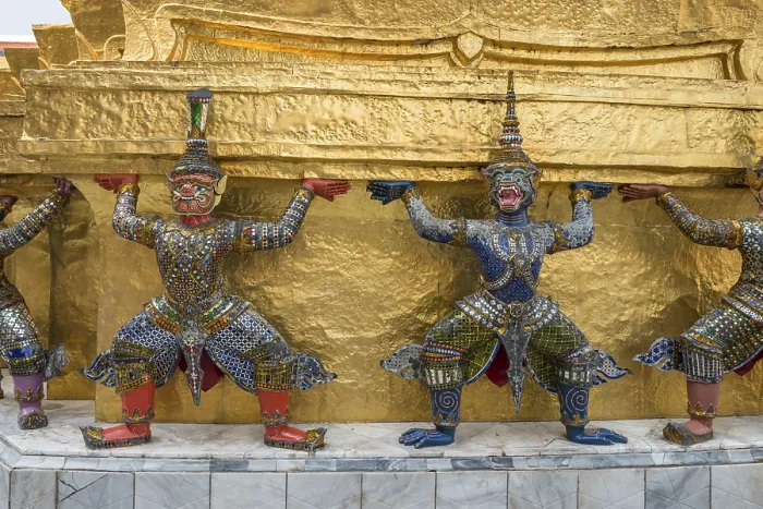 Framed Print : Yaksha figures, Wat Phra Kaeo, Bangkok