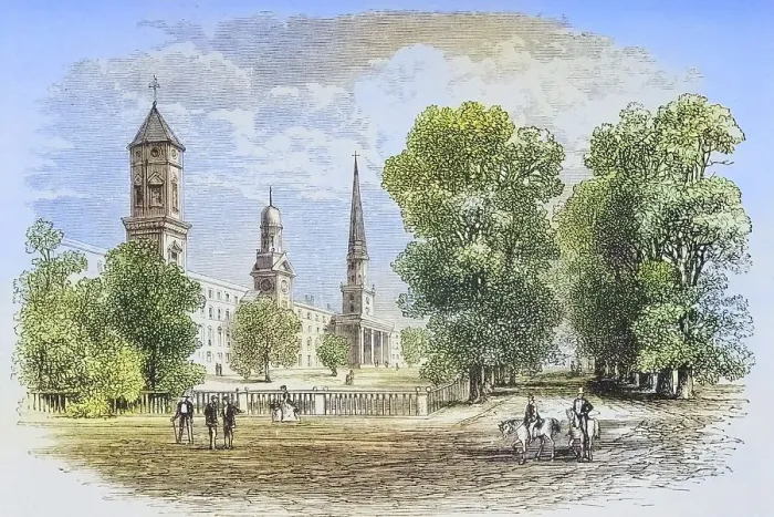 Framed Print : Yale College, New Haven Connecticut in the 1870s