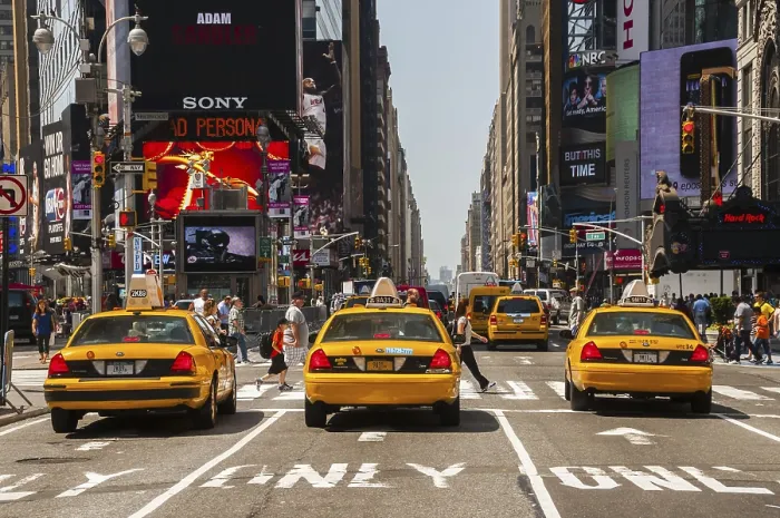 Framed Print : Yellow Cabs, taxis at Times Square