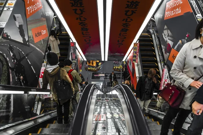Framed Print : Yodobashi AKIBA, escalators in a shopping mall