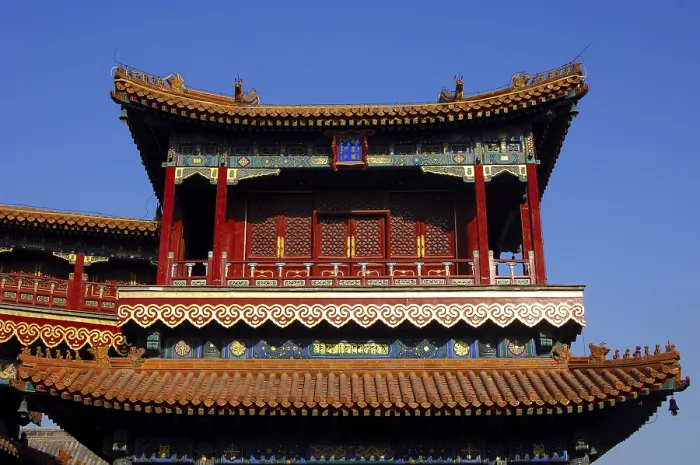 Framed Print : Yon kan Pavilion, Tibetan Buddhist temple Yong He Gong