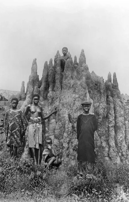 Framed Print : Young Africans in front of a rock formation