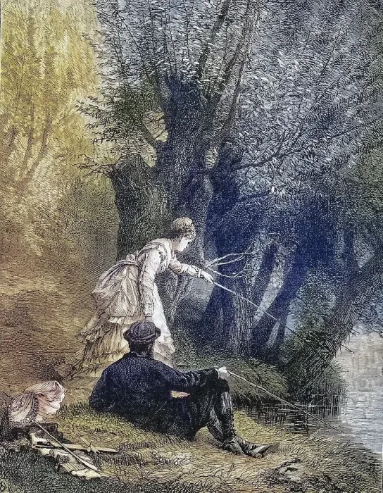 Framed Print : Young couple fishing at the lake Framed Print : Young couple fishing at the lake