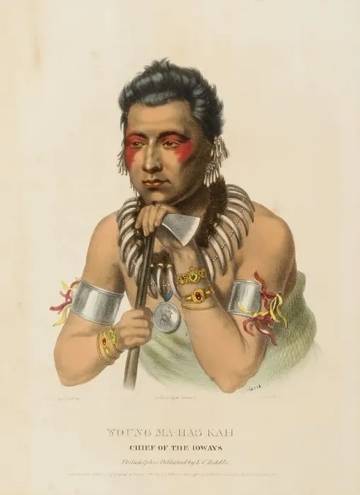 Framed Print : Young Ma-Has-Kah. Chief Of The Ioways (1837)