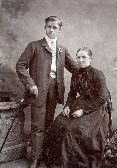Framed Print : Young man and elderly lady, Transylvania Framed Print : Young man and elderly lady, Transylvania