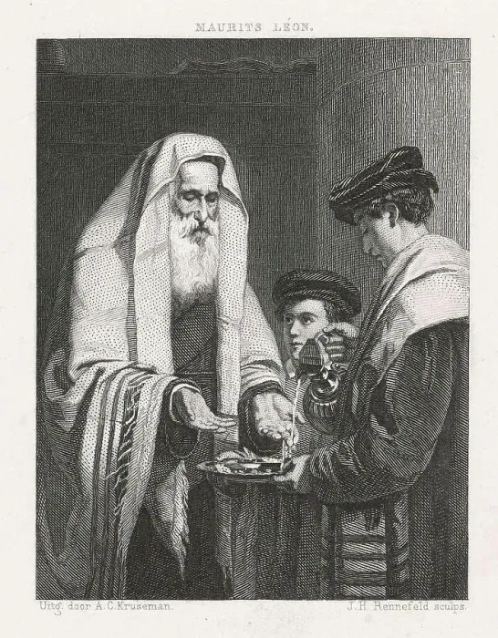 Framed Print : Young Man Pouring Water on the Hands of an Old Man