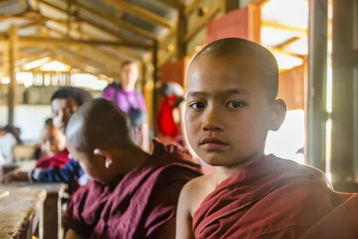 Framed Print : Young monk, pupil at school, Shan State Framed Print : Young monk, pupil at school, Shan State