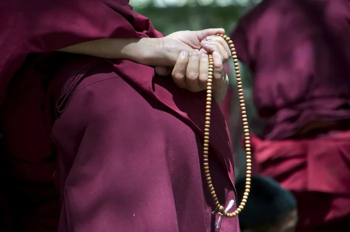 Framed Print : Young monks during their daily discussion round in Saga Temple