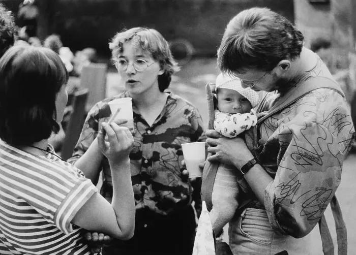 Framed Print : Young people with a baby, East Germany