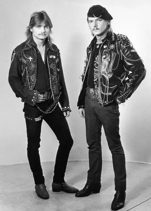 Framed Print : Young people with leather jackets and tattoos
