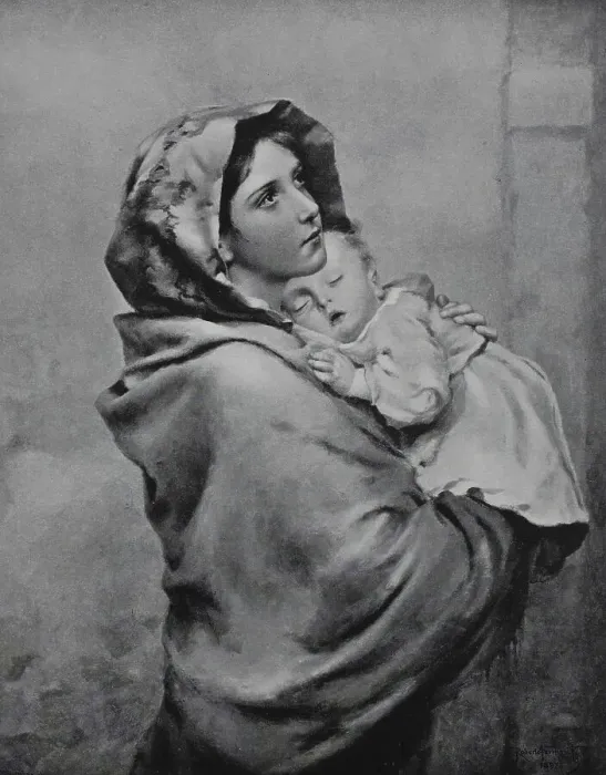 Framed Print : Young woman with a baby on her arm