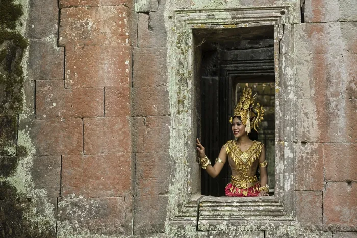Framed Print : Young woman dressed as a temple dancer