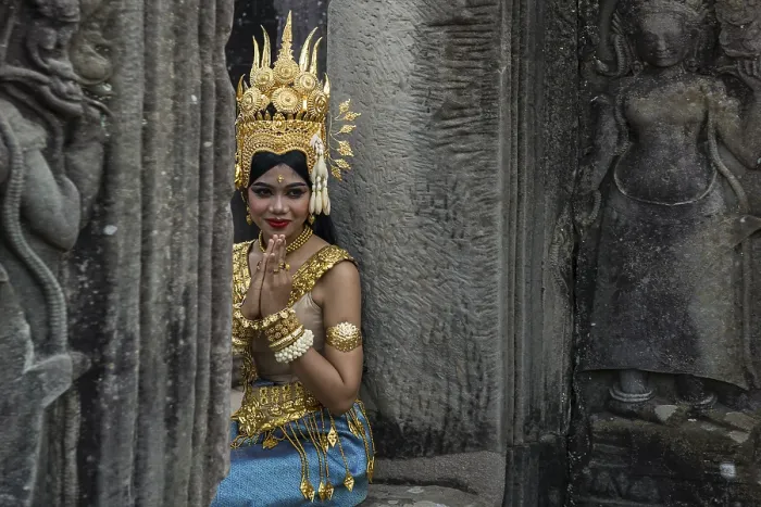 Framed Print : Young woman dressed as a temple dancer