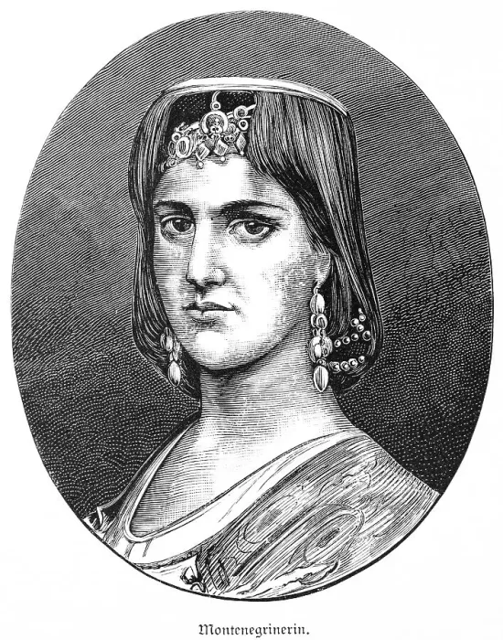 Framed Print : Young woman from Montenegro, much jewellery