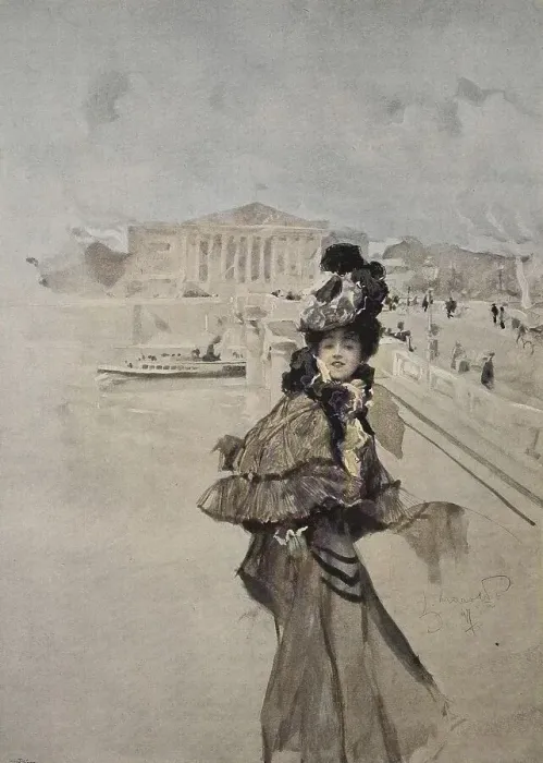 Framed Print : Young woman in the posh dress in Paris