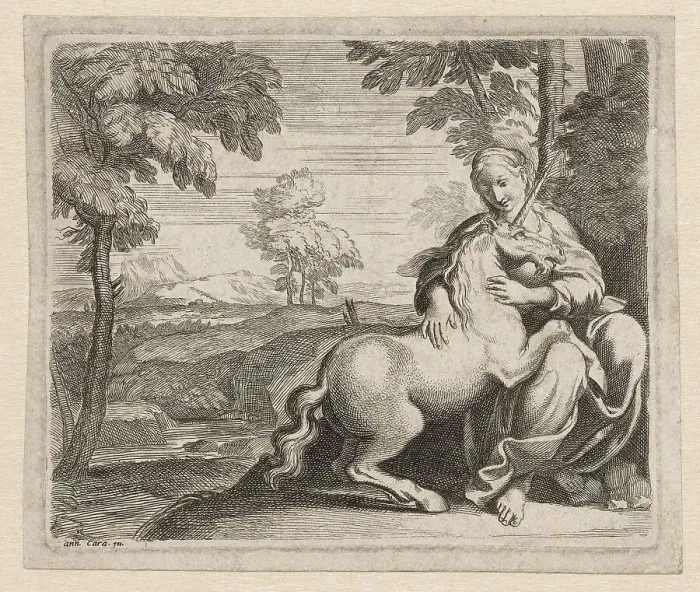 Framed Print : Young Woman with a Unicorn, c. 1602 Framed Print : Young Woman with a Unicorn, c. 1602