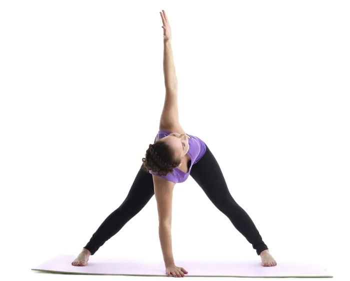 Framed Print : Young woman yoga instructor demonstrate asana on rubber mat isolated