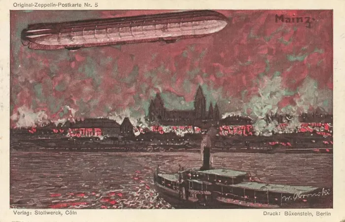 Framed Print : Zeppelin over Mainz, Rhineland-Palatinate