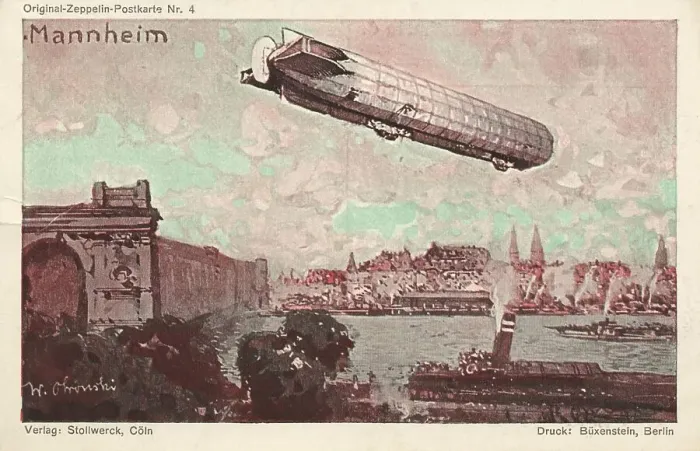 Framed Print : Zeppelin over Mannheim, Baden-Wuerttemberg
