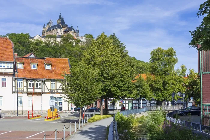 Framed Print : Zillierbach and Schone Ecke with a view of the castle Framed Print : Zillierbach and Schone Ecke with a view of the castle