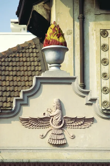 Framed Print : Zoroastrian Parsi symbol on temple