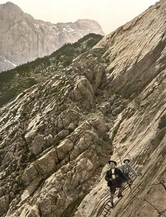Framed Print : The Zugspitze in the Alps, Hiking Trail
