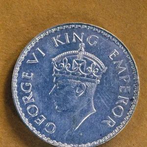 1 rupees silver coin of George 6 king emperor 1940, India, Asia 1 rupees silver coin of George 6 king emperor 1940, India, Asia