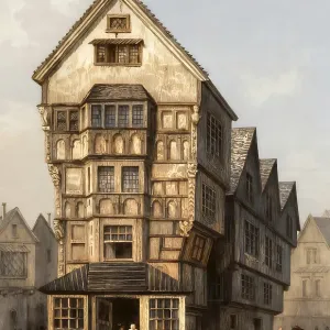 16th Century House Print, London, England 16th Century House Print, London, England