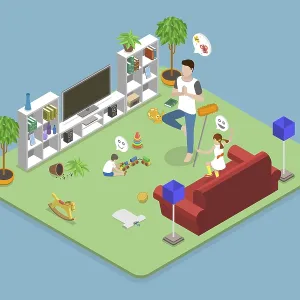 3D Isometric Flat Illustration of Calm Father 3D Isometric Flat Illustration of Calm Father