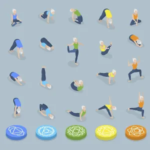 3D Isometric Flat Illustration of Chakra Systems 3D Isometric Flat Illustration of Chakra Systems