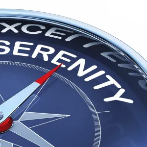 3d rendering of a compass with a serenity icon